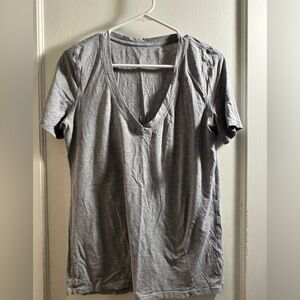 Lululemon Athletica Heather Gray V-Neck Tee